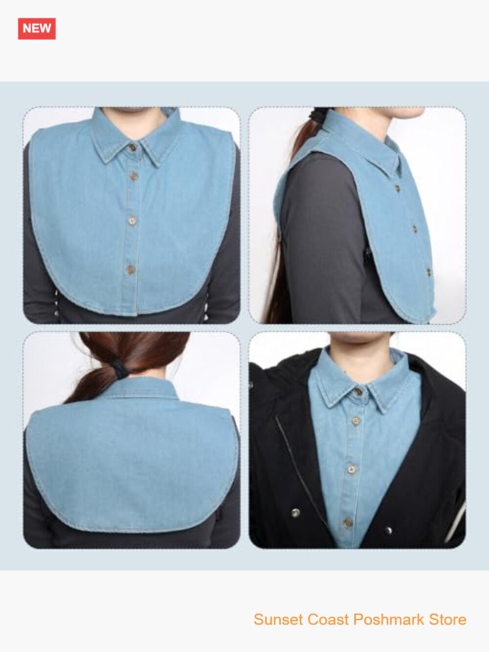 4 Pack Detachable False Collar Half Shirts Round Blouse Collars Cotton - Picture 5 of 7